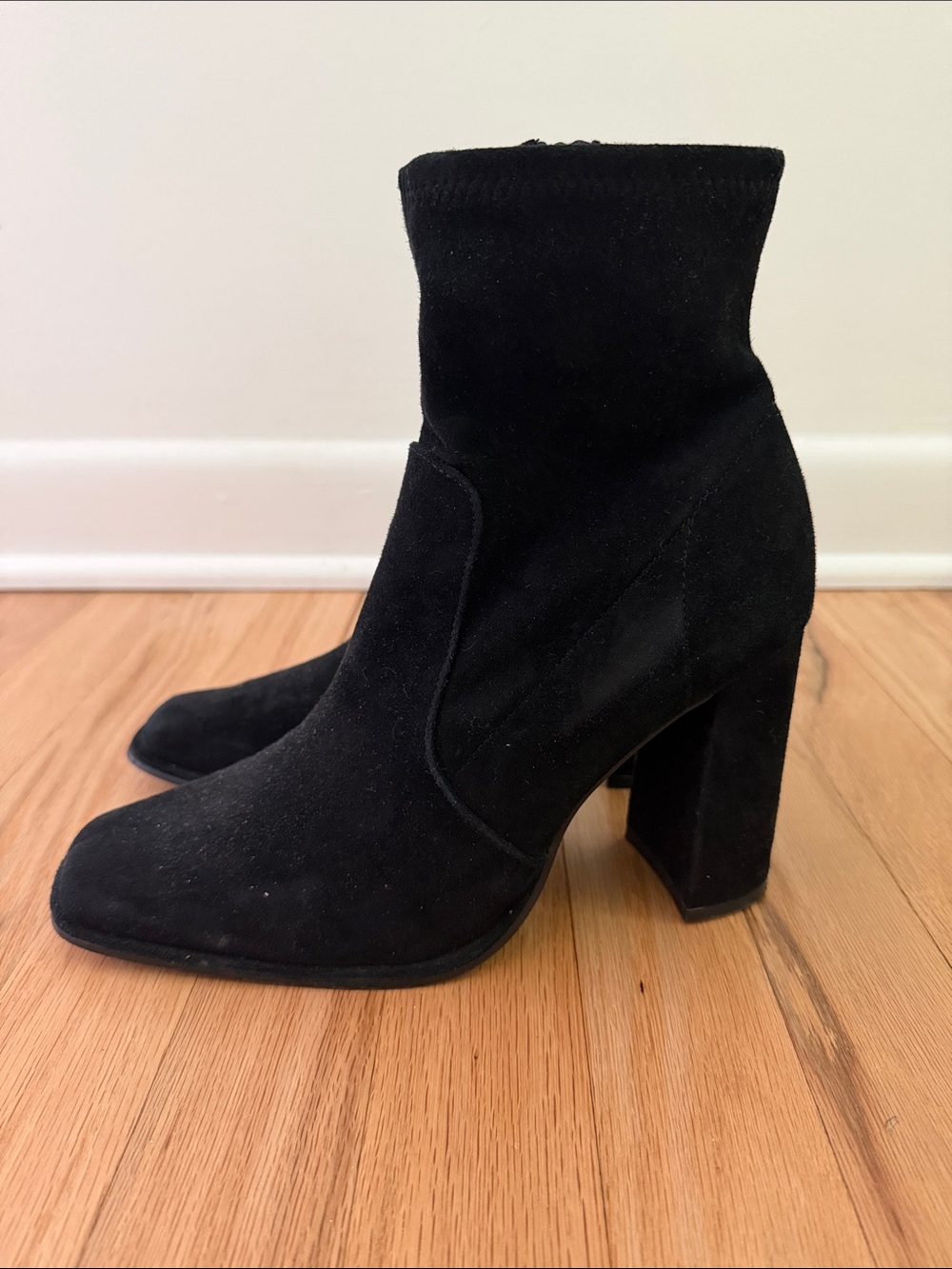 Aqua Black Suede Ankle Boots with Block Heel